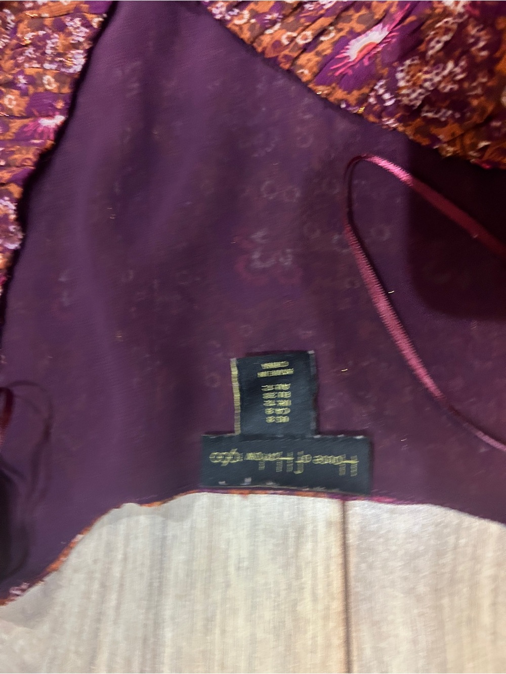 House of Harlow 1960 Burgundy Floral Tiered Midi Dress - Picture 7 of 7